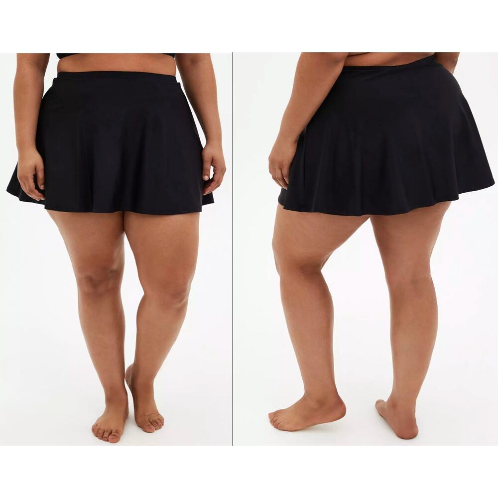 Torrid NEW Black High-Rise Swim Skirt With Shorts Size 1X Skater UPF 40+